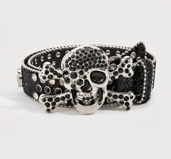 Rhinestone Skull Belt Featuring Crystal Inlays